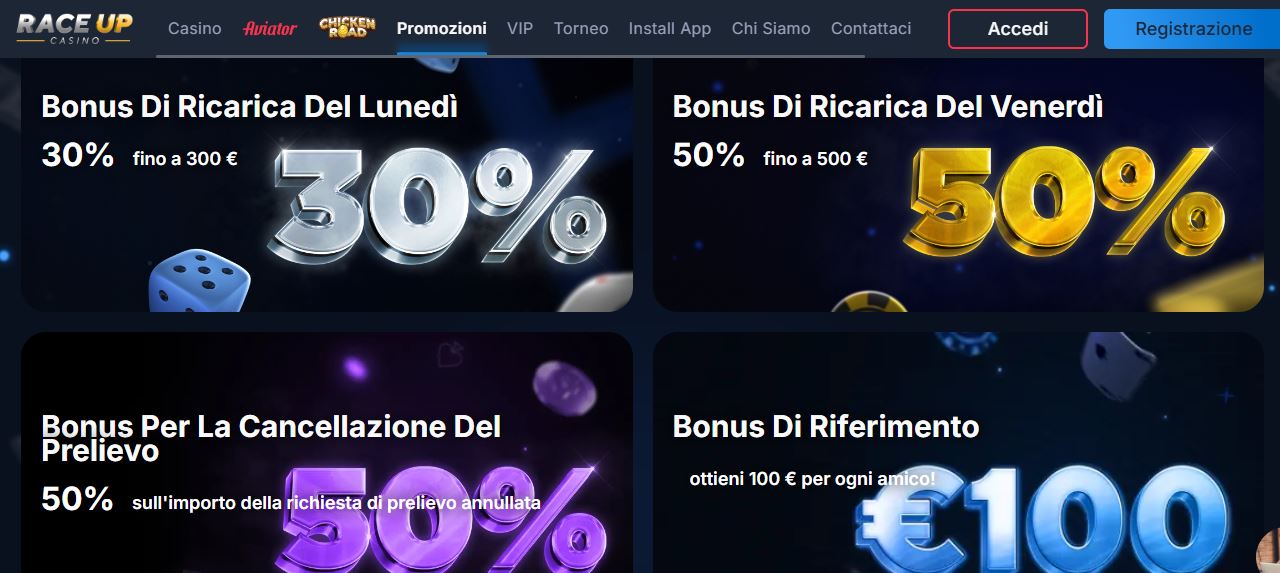Ricarica il conto e ricevi bonus speciali ogni settimana